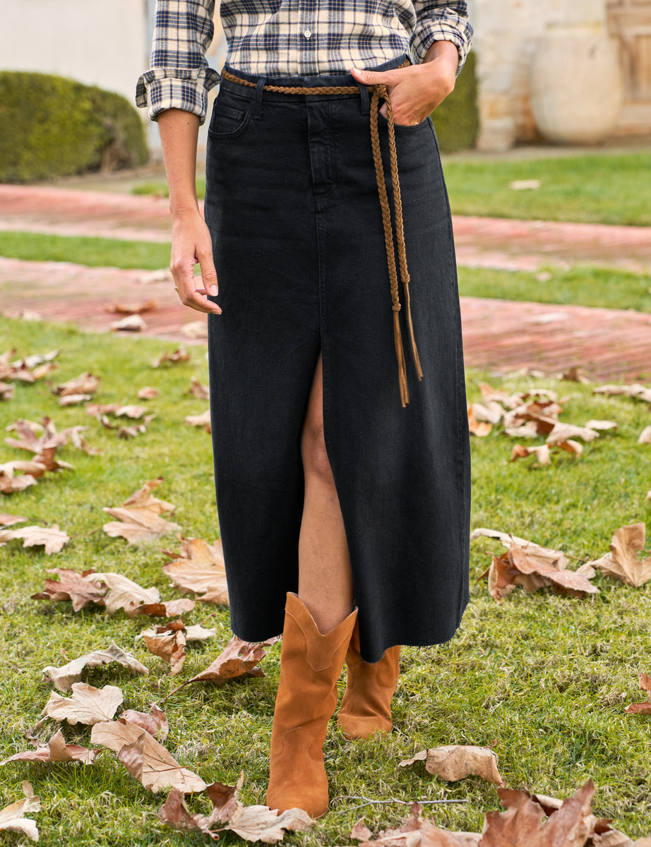 Donnybrook, Denim Maxi Skirt, Black Denim | Frank & Eileen