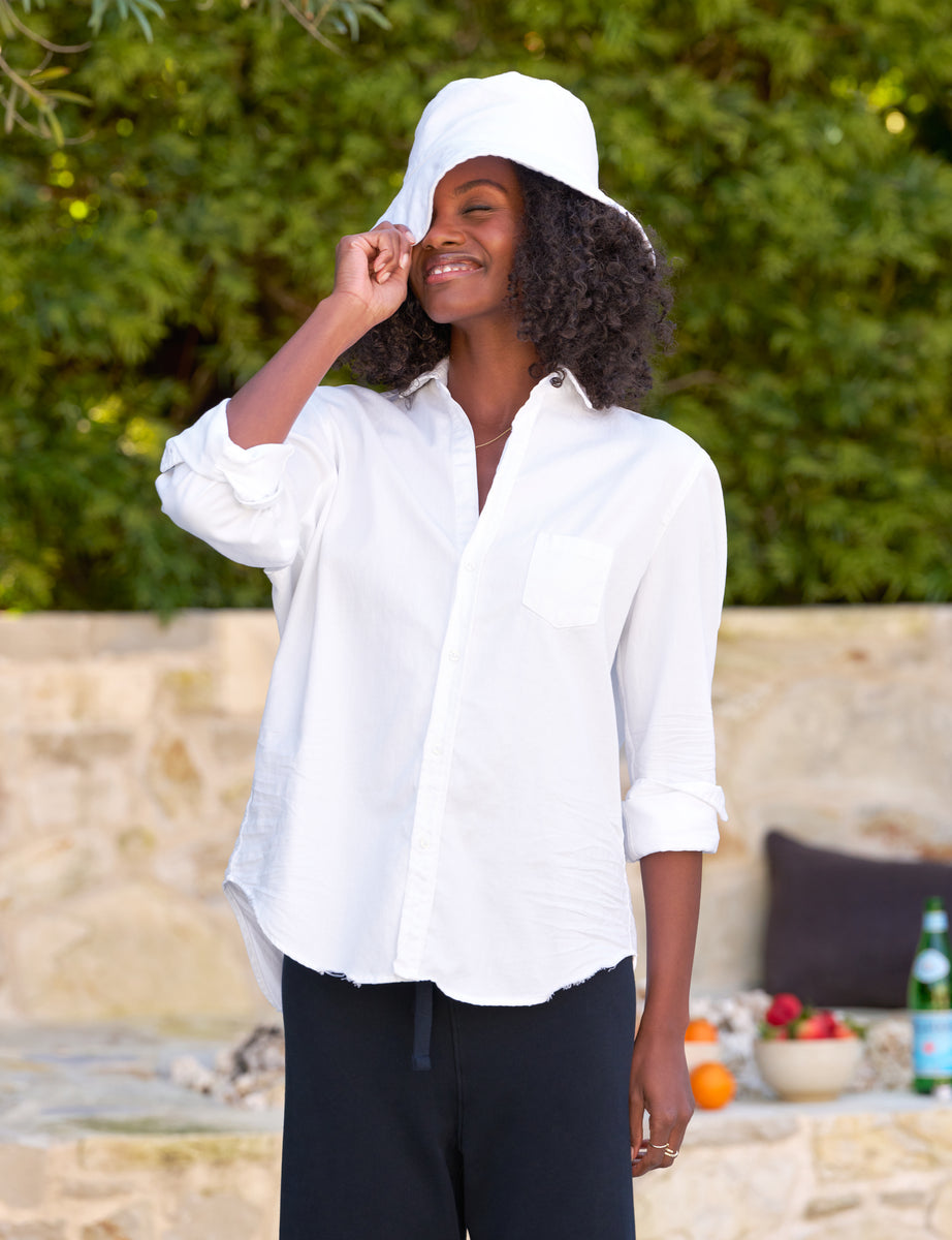 Eileen, Relaxed Button-Up Shirt, White Denim | Frank & Eileen