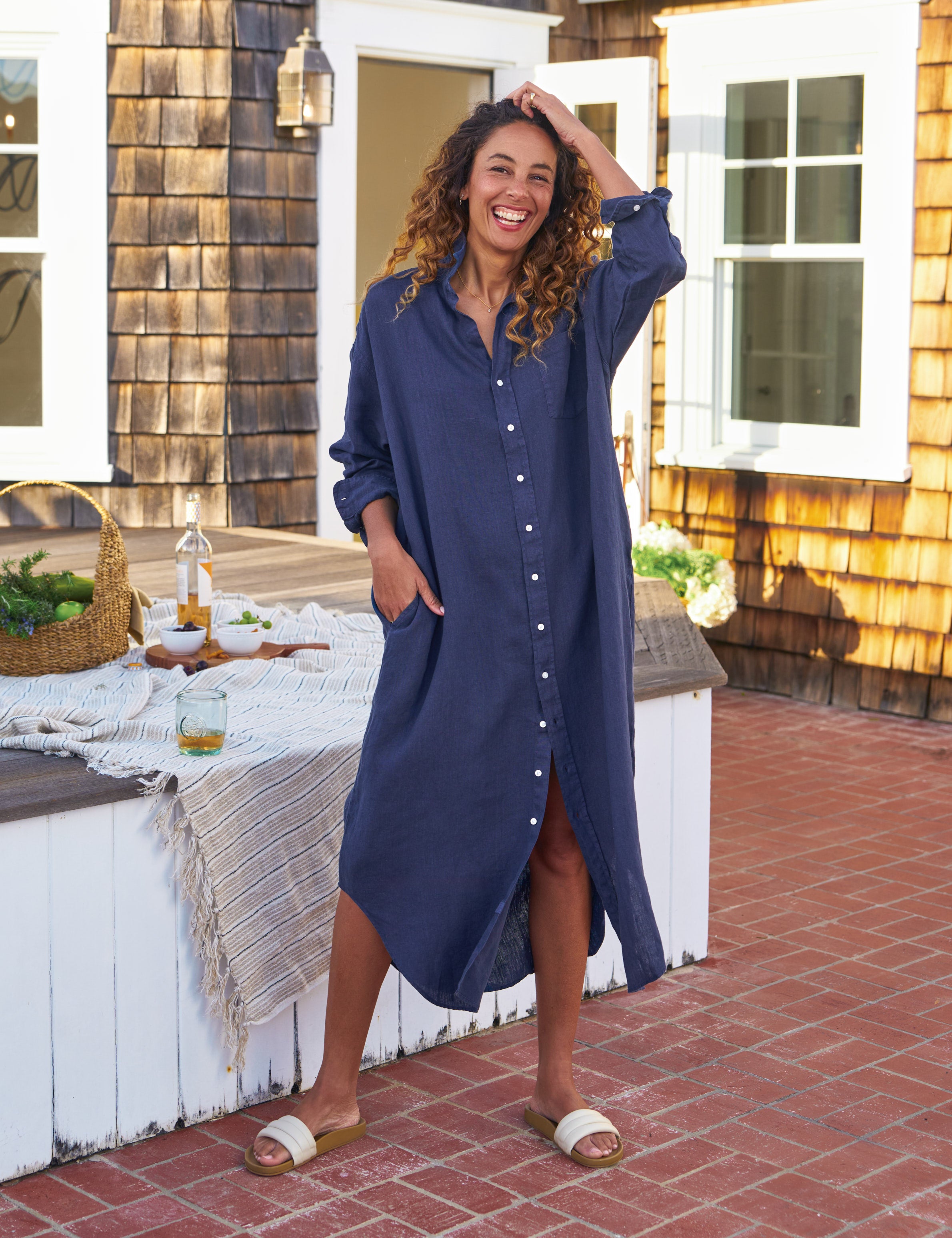 Frank & Eileen MEGAN Navy, Washed Linen Navy O/S Frank & Eileen MEGAN Navy, Washed Linen Navy O/S