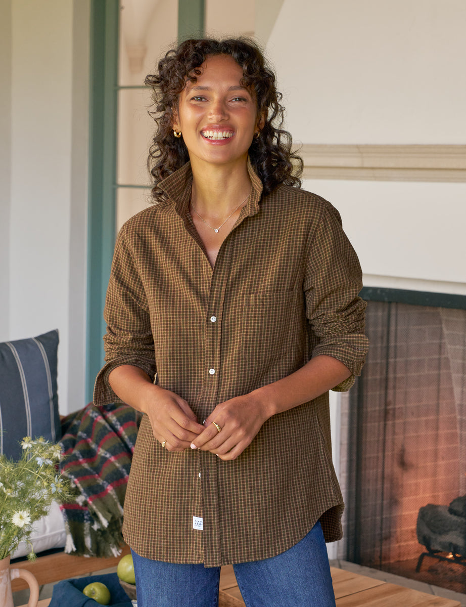Waverly, Julianne Moore's NYC Button-Up Shirt, Brown Plaid | Frank