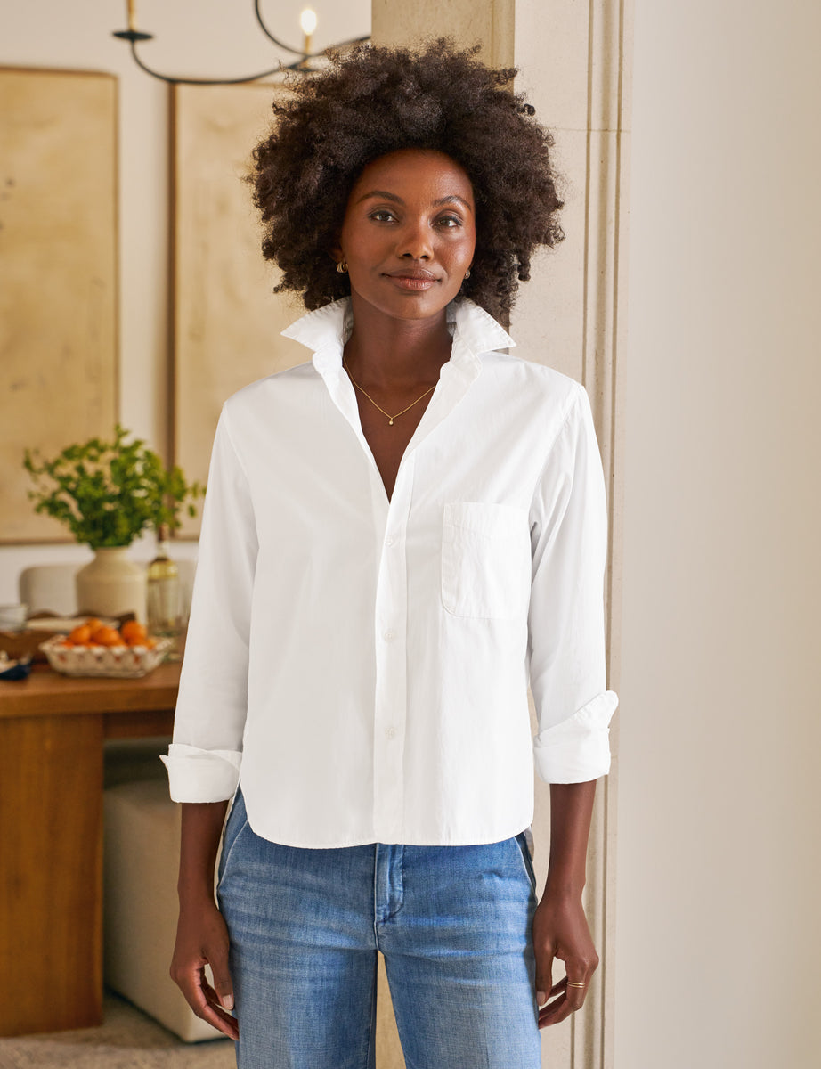 Silvio, Untuckable Button-Up Shirt, White | Frank & Eileen