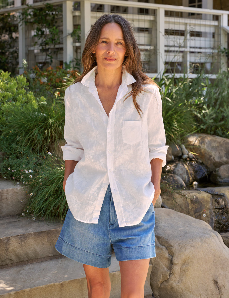 Eileen, Relaxed Button-Up Shirt, Palm Trees | Frank & Eileen