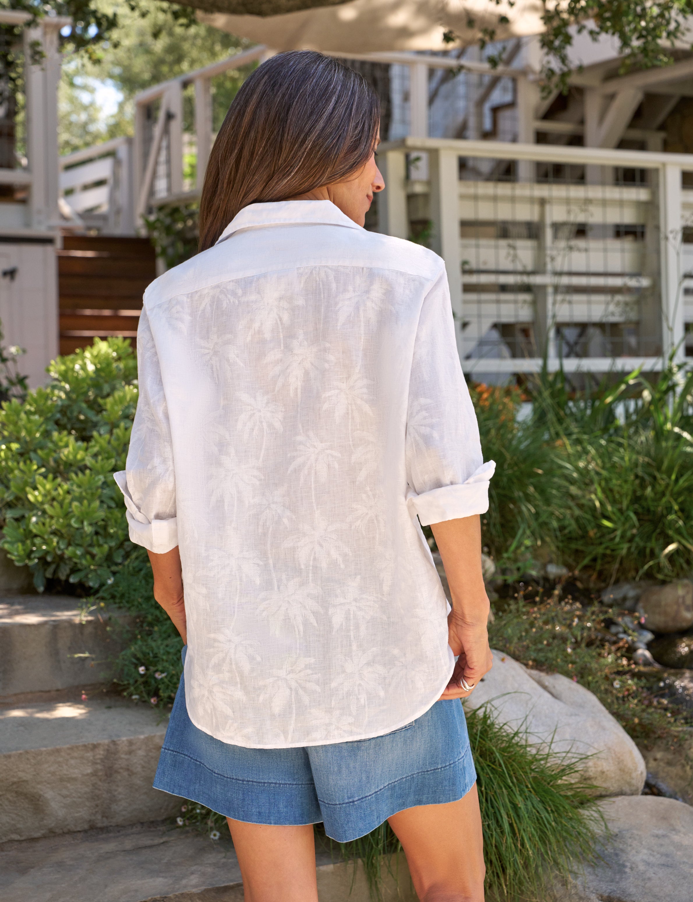 Frank&Eileen EILEEN コットン100% シャツ ゆったり Eileen, Relaxed Button-Up Shirt, Palm Trees | Frank & Eileen