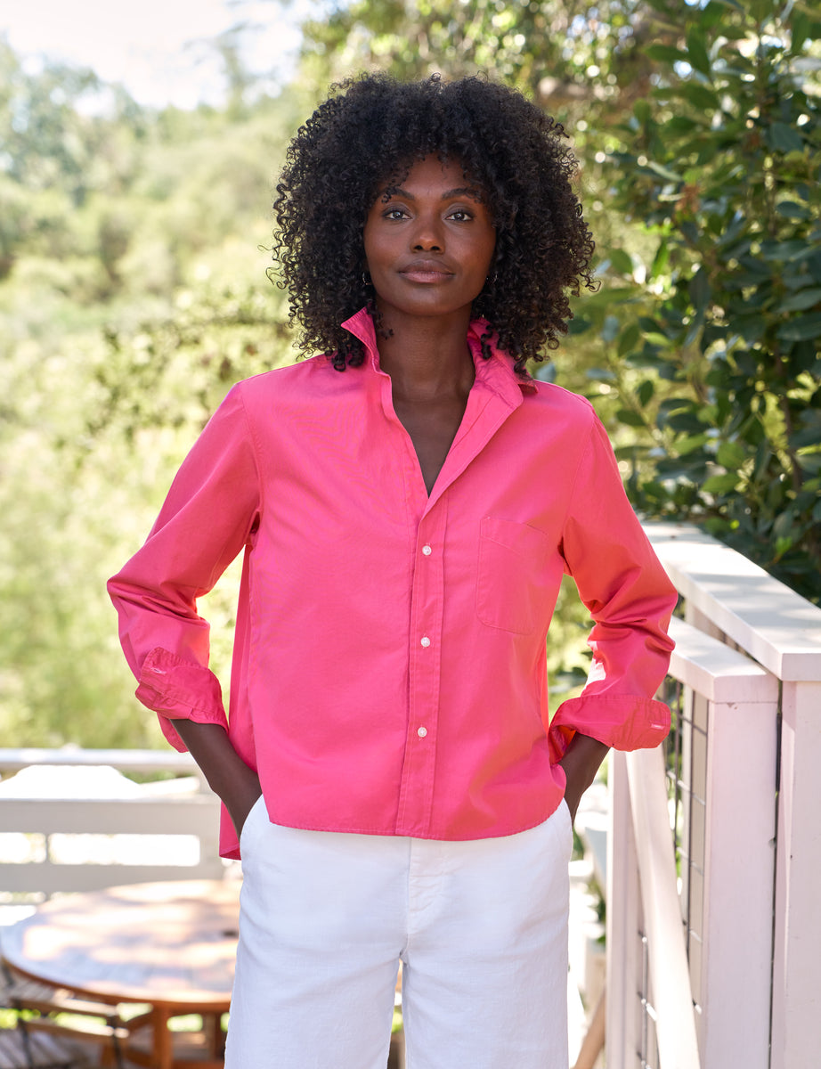 Frank & Eileen フランクアンドアイリーンSILVIO XS Silvio, Untuckable Button-Up Shirt, Dark Pink | Frank & Eileen