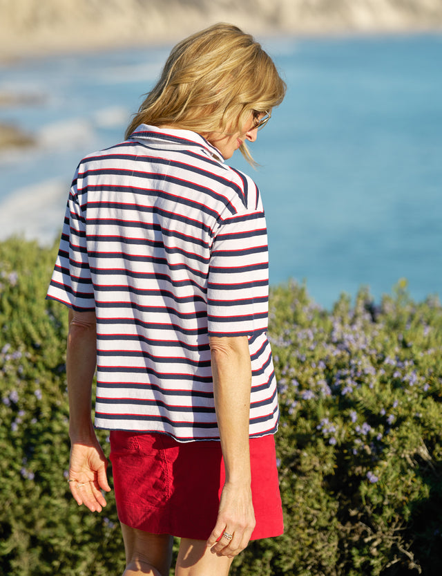 PATTY White with Red and Navy French Stripe, Heritage Jersey