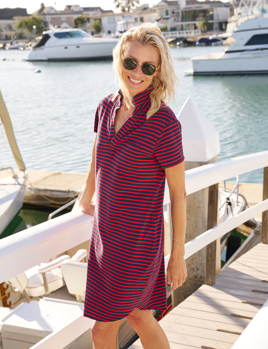 LAUREN Red and Navy French Stripe, Heritage Jersey