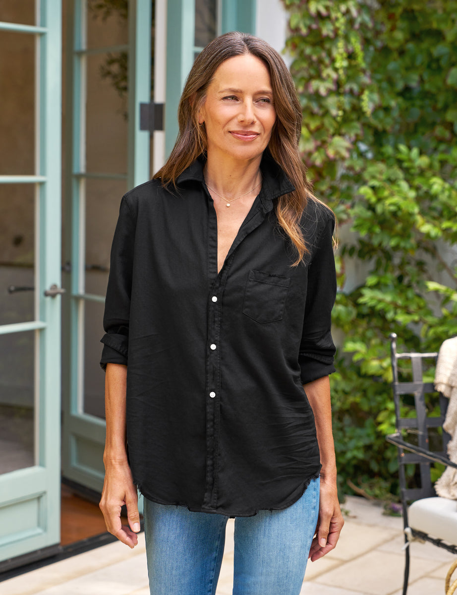 Eileen, Relaxed Button-Up Shirt, Black Denim | Frank & Eileen