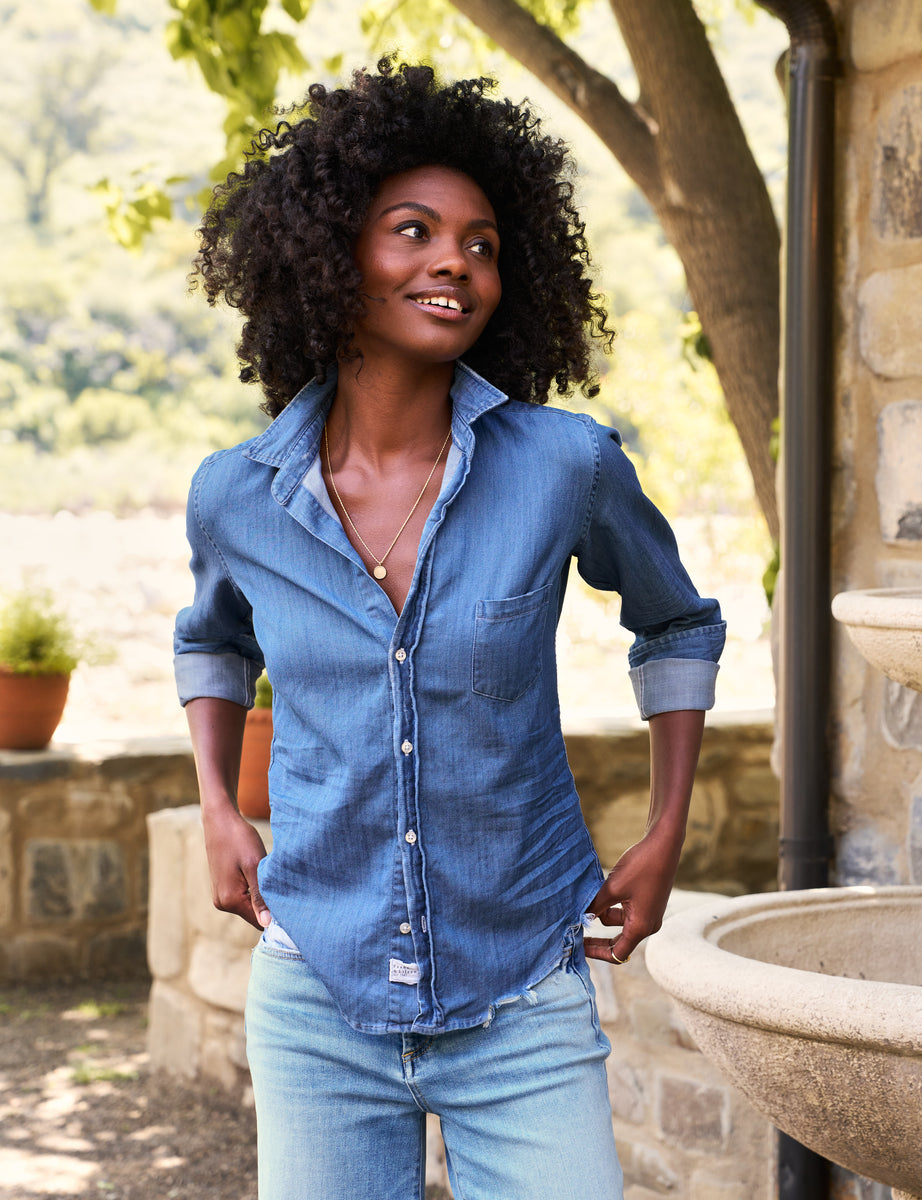 Barry, Tailored Button-Up Shirt, Indigo Denim | Frank & Eileen