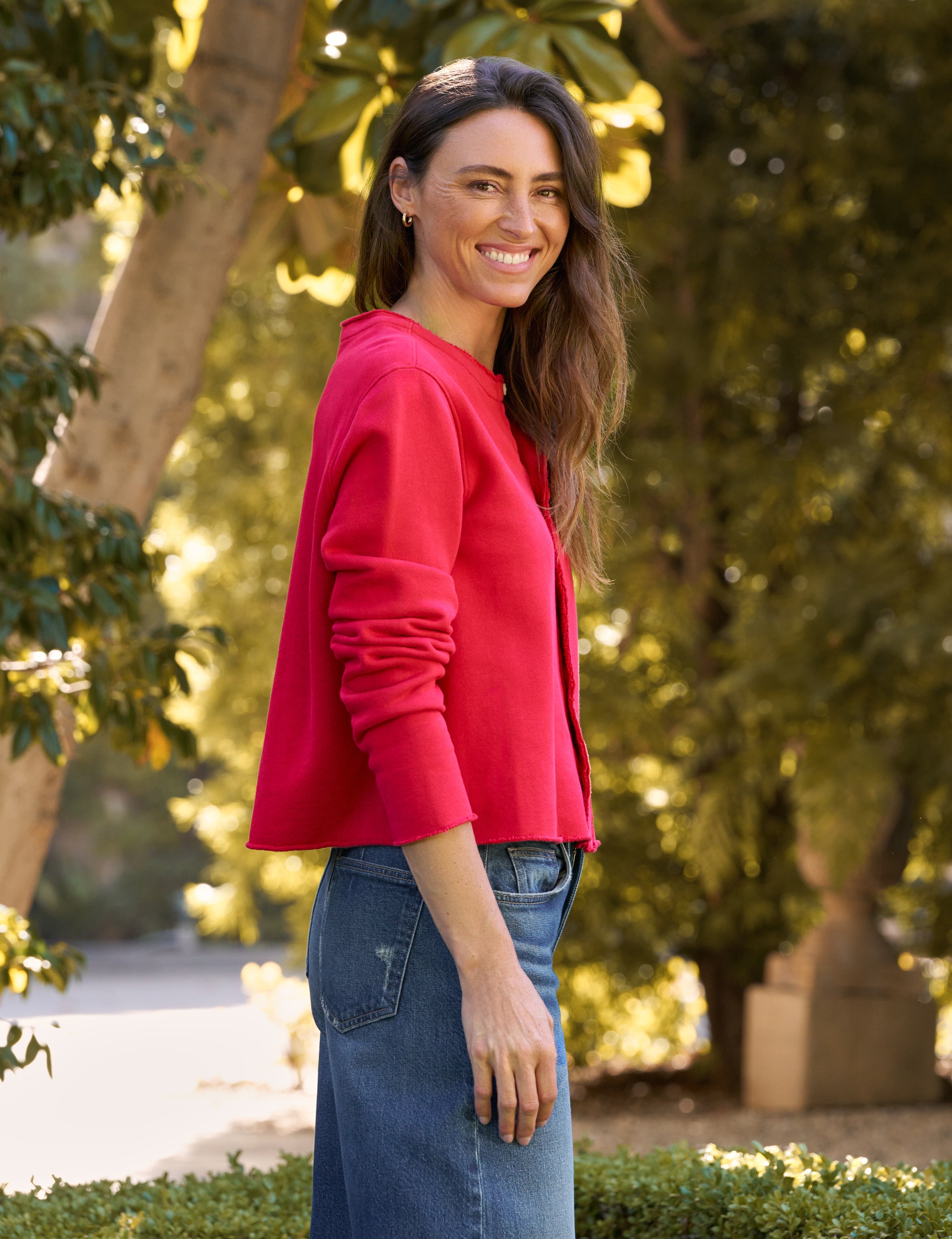 Frank & Eileen Red ハイネック トレーナー Jackie, Sweatshirt Cardigan, Red | Frank & Eileen