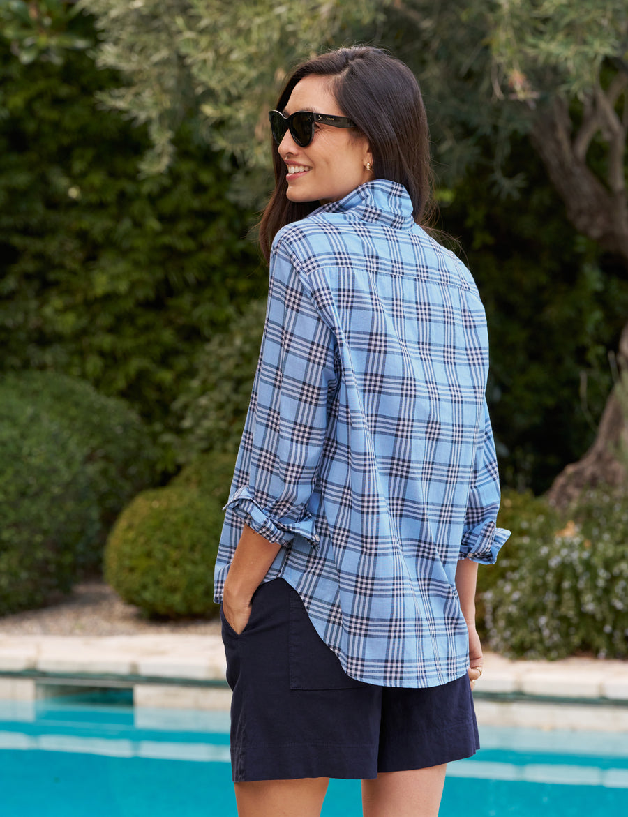EILEEN Blue and Navy Plaid, Casual Cotton