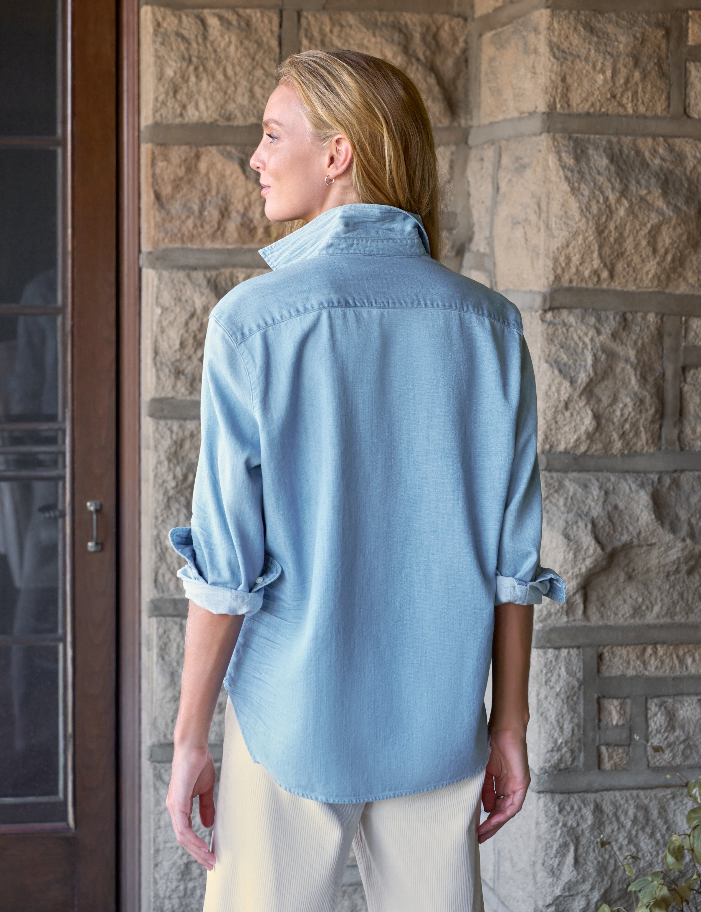 Eileen, Relaxed Button-Up Shirt, Light Denim | Frank & Eileen