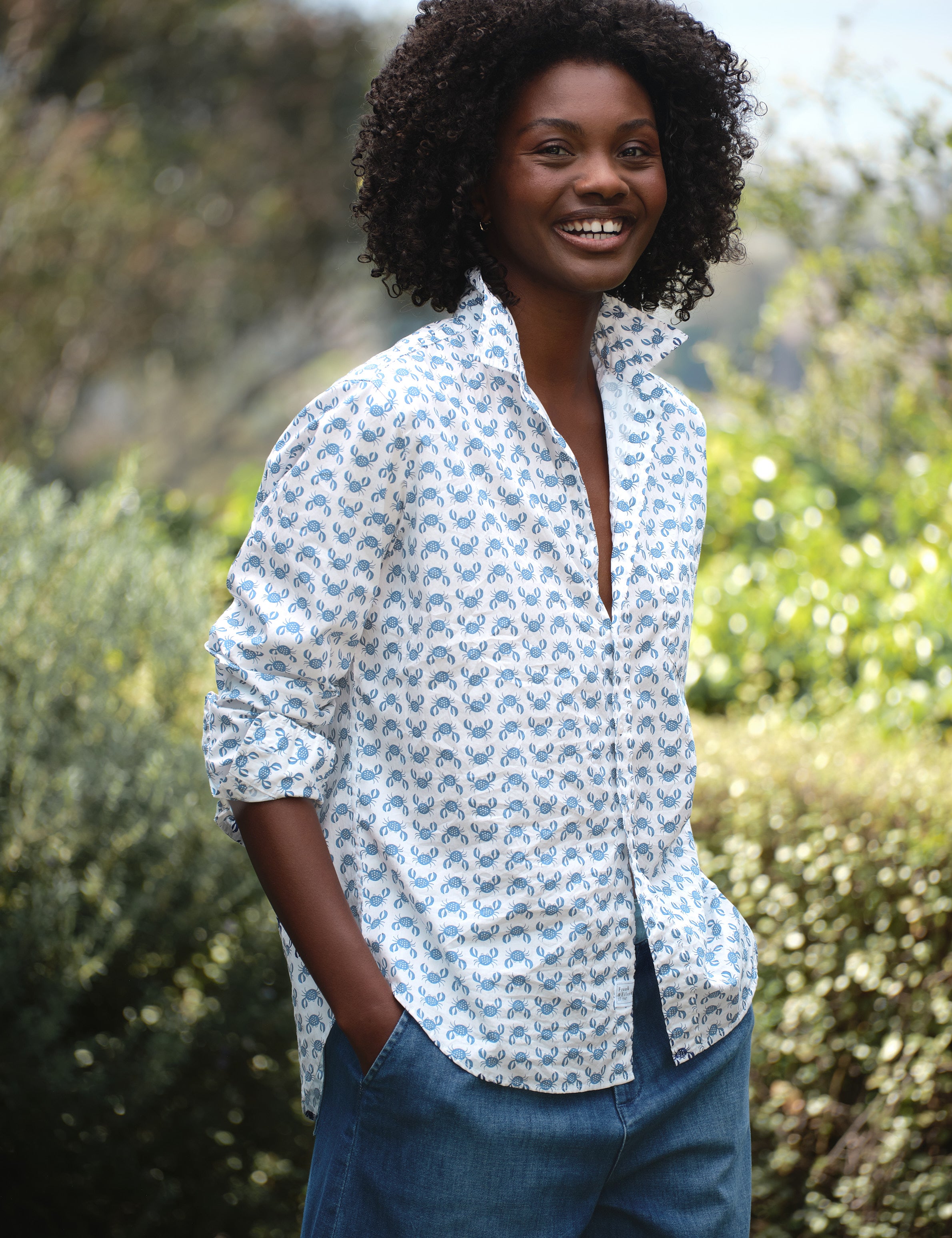 Frank&Eileen ブラウス Eileen, Relaxed Button-Up Shirt, Blue Crab | Frank & Eileen