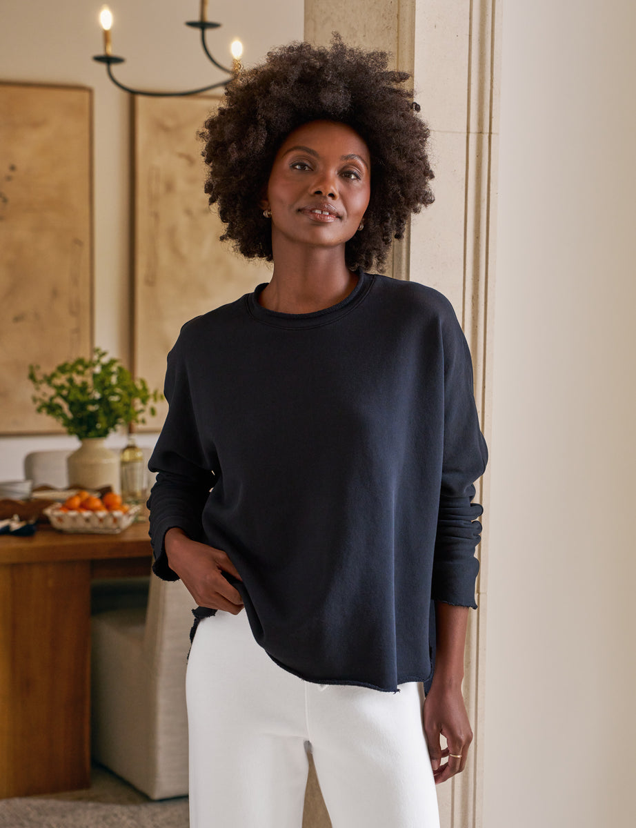 Anna, Long-Sleeve Capelet, Navy | Frank & Eileen