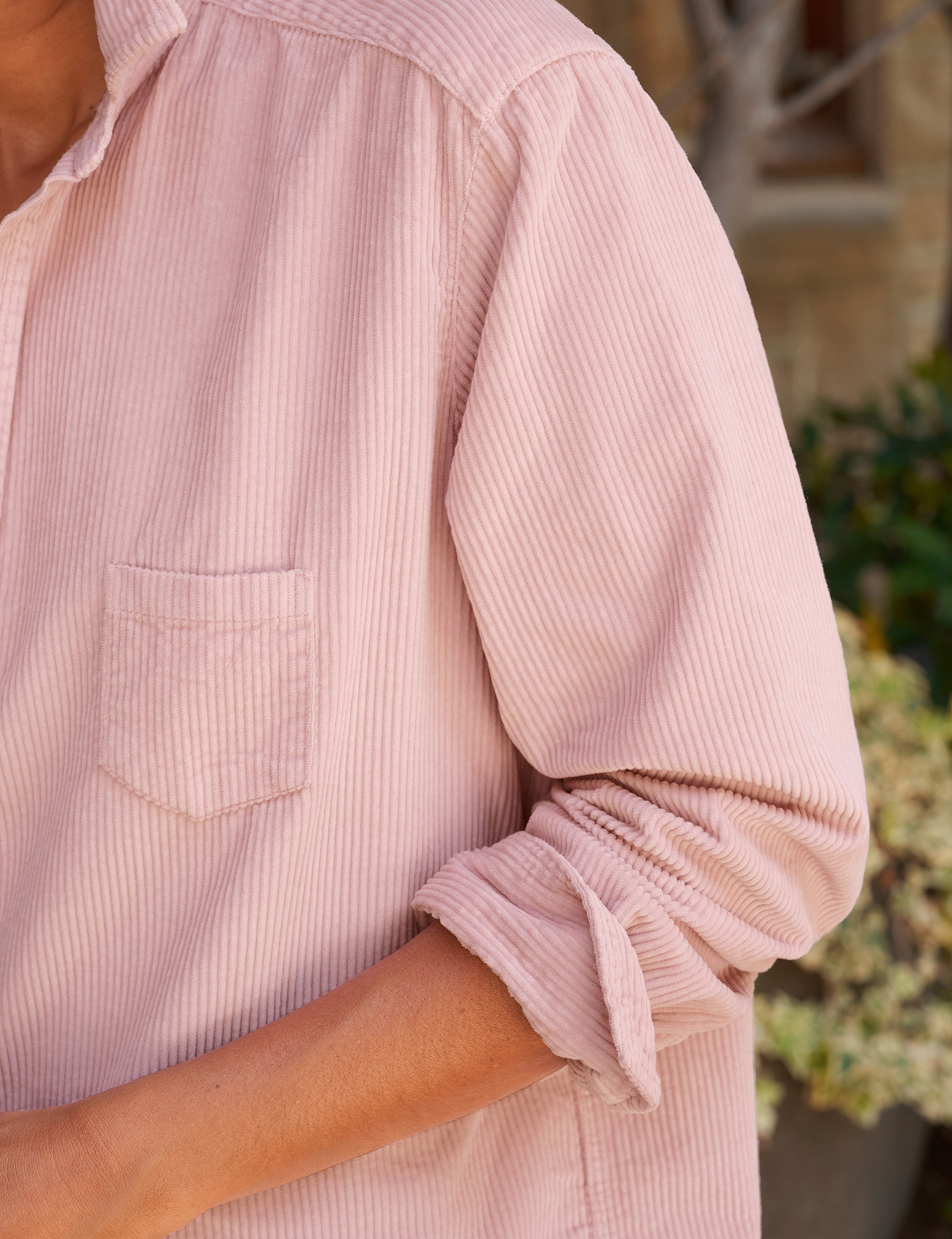 Eileen, Relaxed Button-Up Shirt, Pink Corduroy | Frank & Eileen