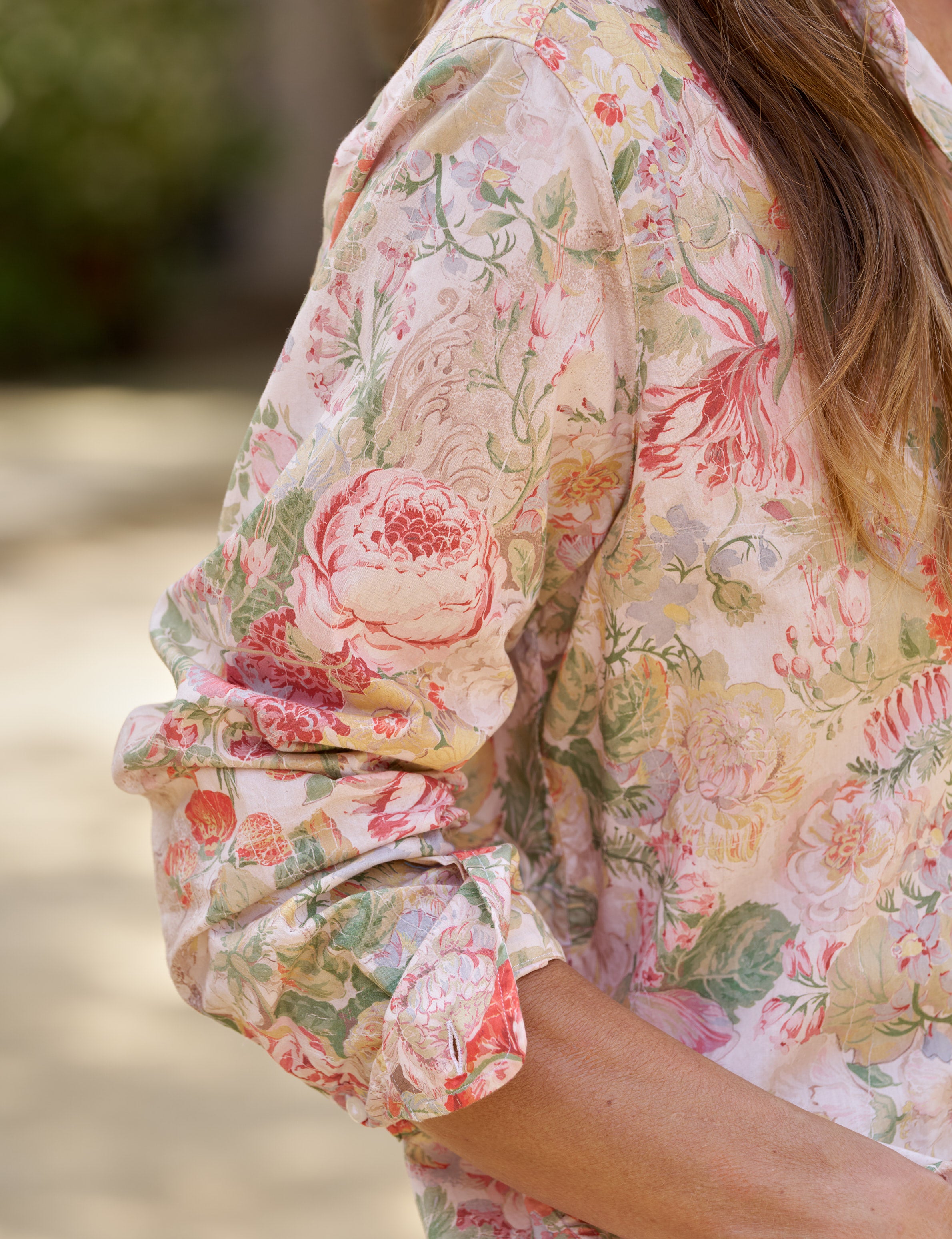 Eileen, Relaxed Button-Up Shirt, Red Floral | Frank & Eileen