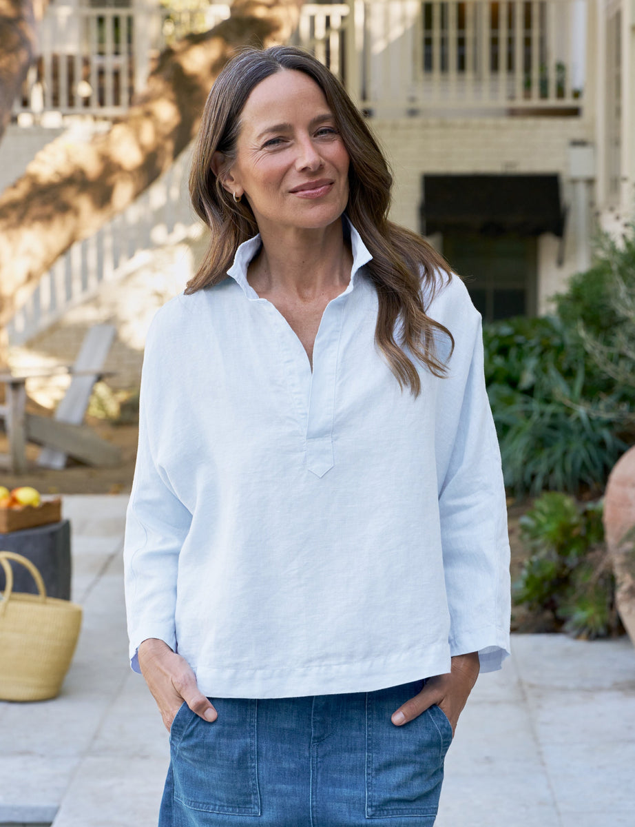 Gabi, Popover Shirt, Light Blue | Frank & Eileen