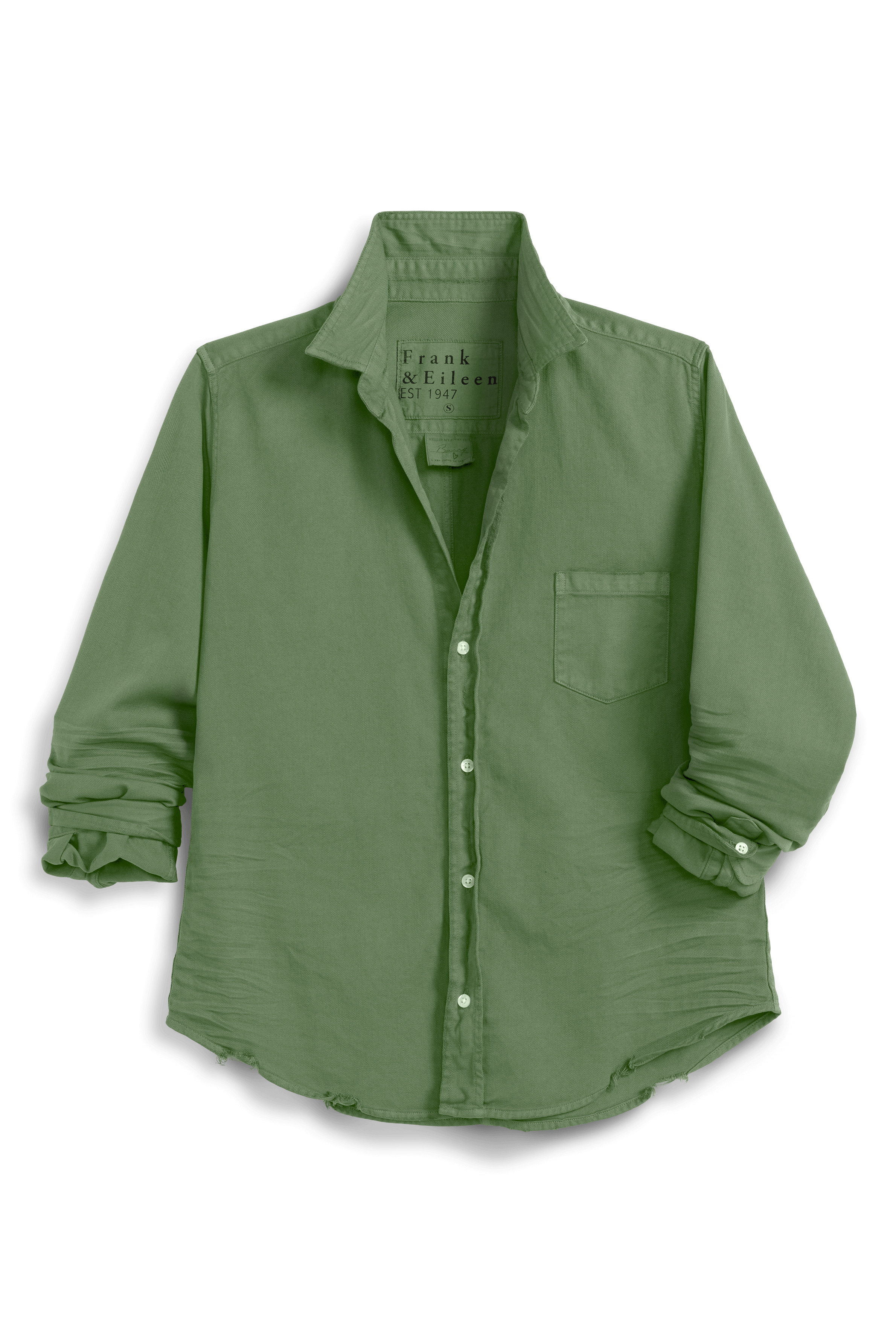Barry, Tailored Button-Up Shirt, Green Denim | Frank & Eileen