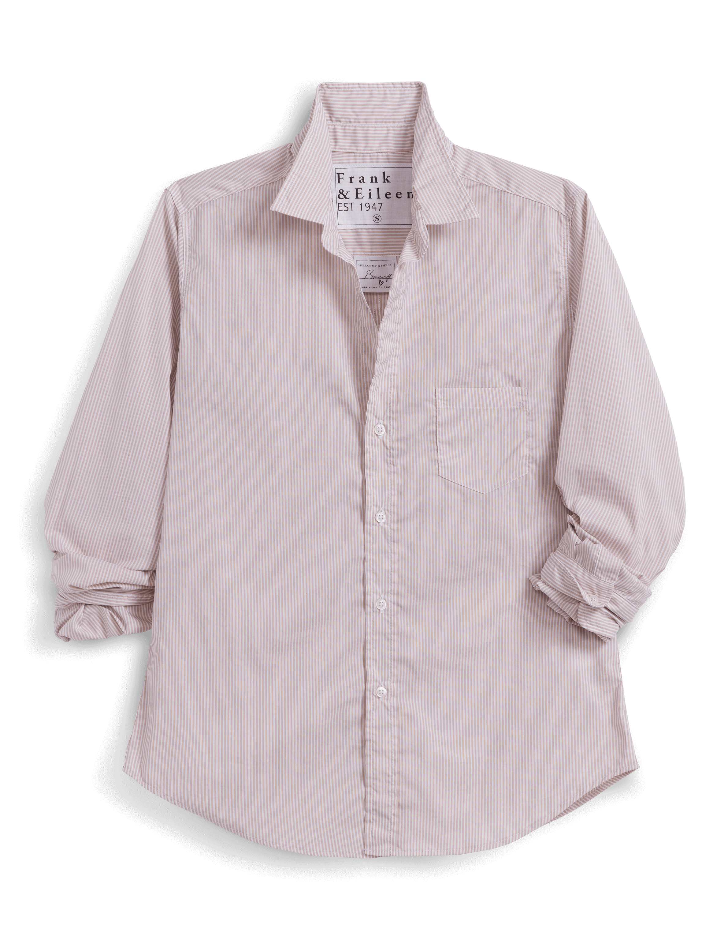 Frank & Eileen リネン BARRY(バリー)長袖シャツ ストライプ Barry, Tailored Button-Up Shirt, Tan Stripe | Frank & Eileen