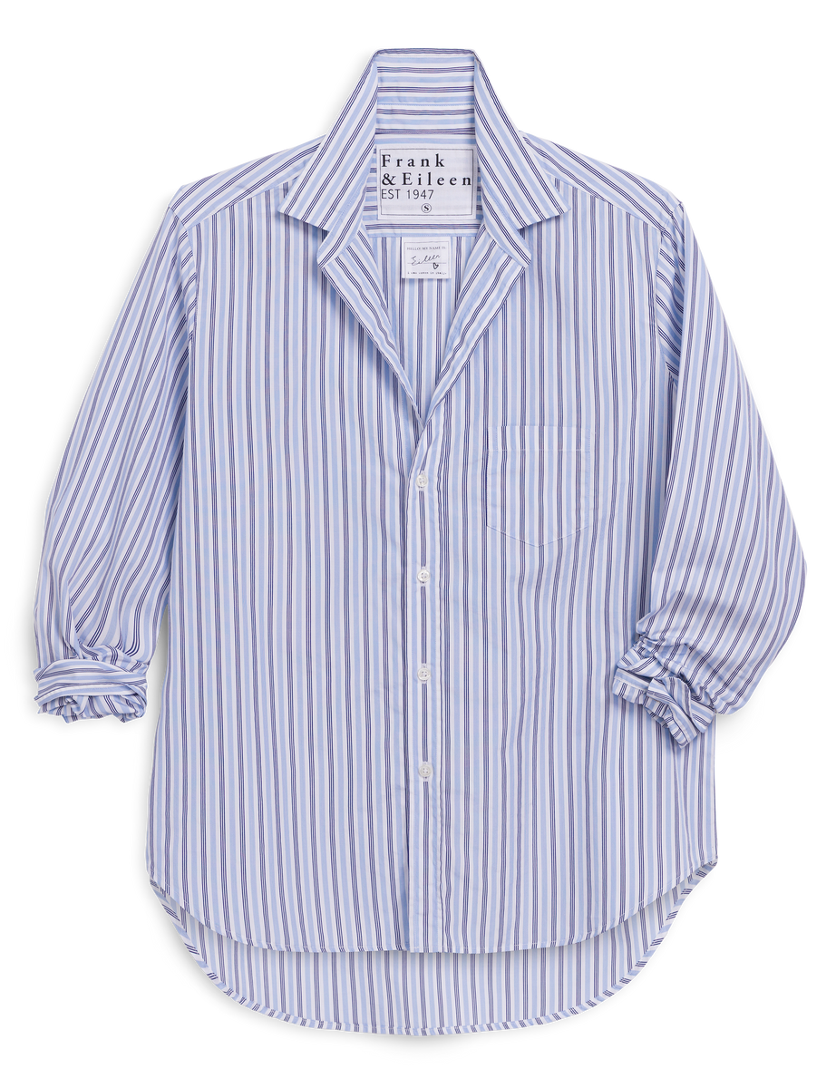 Eileen, Relaxed Button-Up Shirt, Blue Stripe | Frank & Eileen