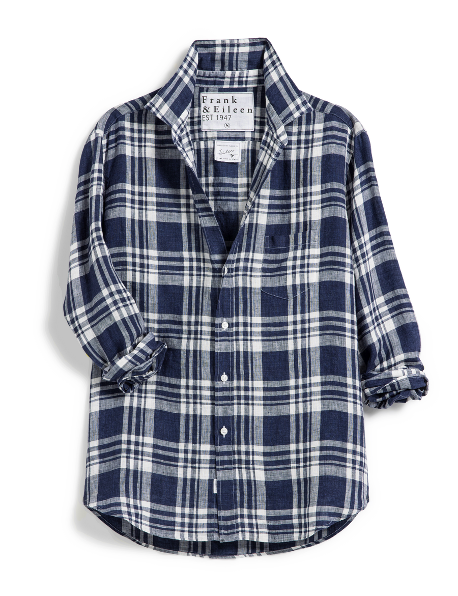 EILEEN Navy and White Plaid, Classic Linen