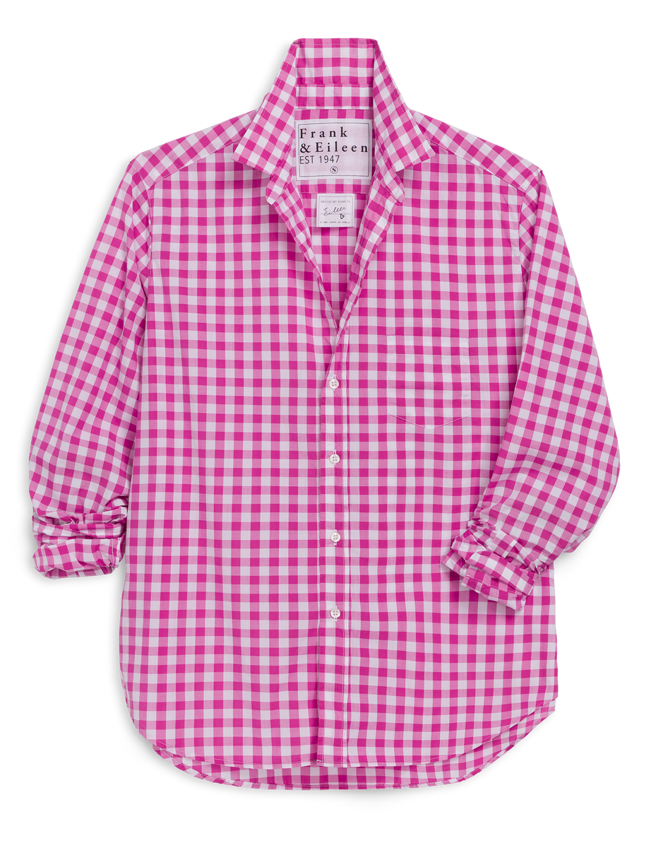 Eileen, Relaxed Button-Up Shirt, Pink Check | Frank & Eileen