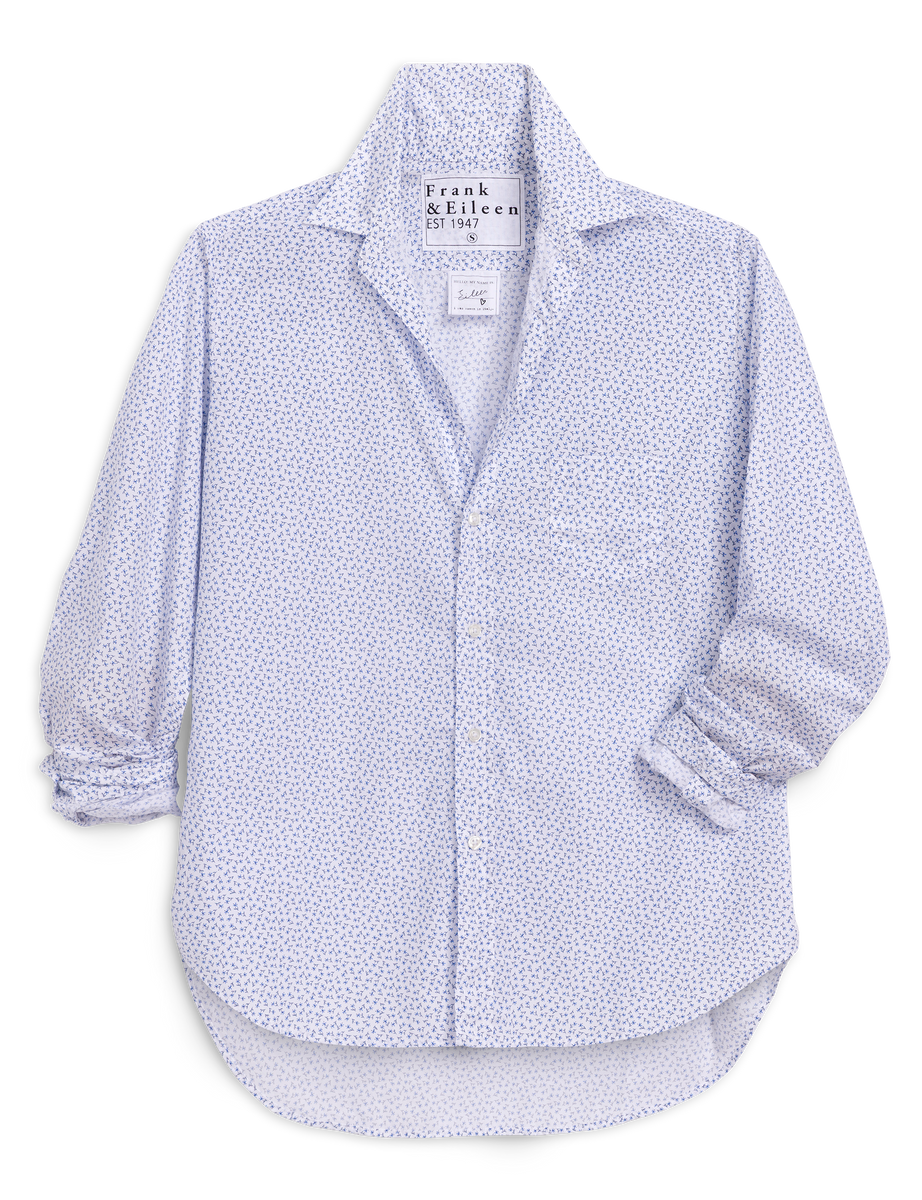 Eileen, Relaxed Button-Up Shirt, Blue Flowers | Frank & Eileen