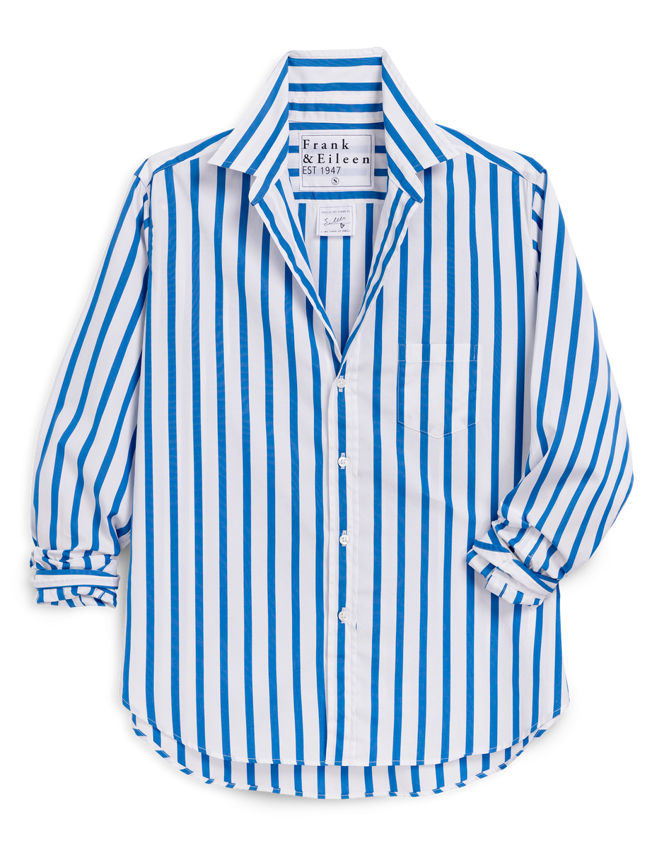 Eileen, Relaxed Button-Up Shirt, Blue Stripe | Frank & Eileen