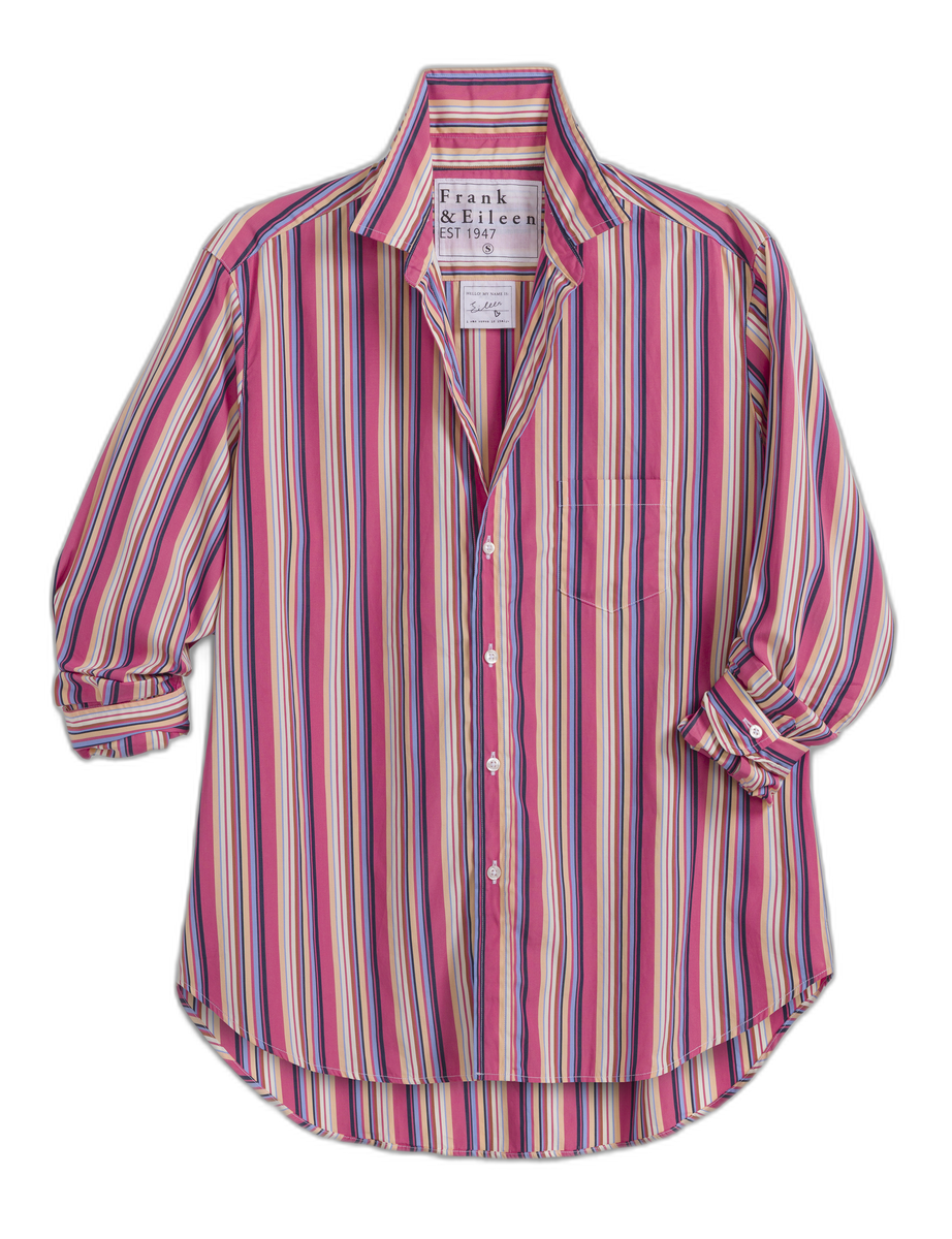 Eileen, Relaxed Button-Up Shirt, Pink Stripe | Frank & Eileen