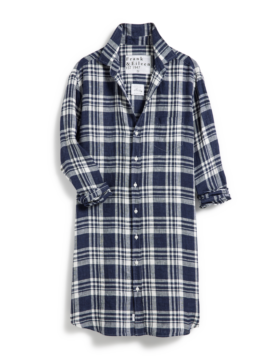 MARY Navy and White Plaid, Classic Linen