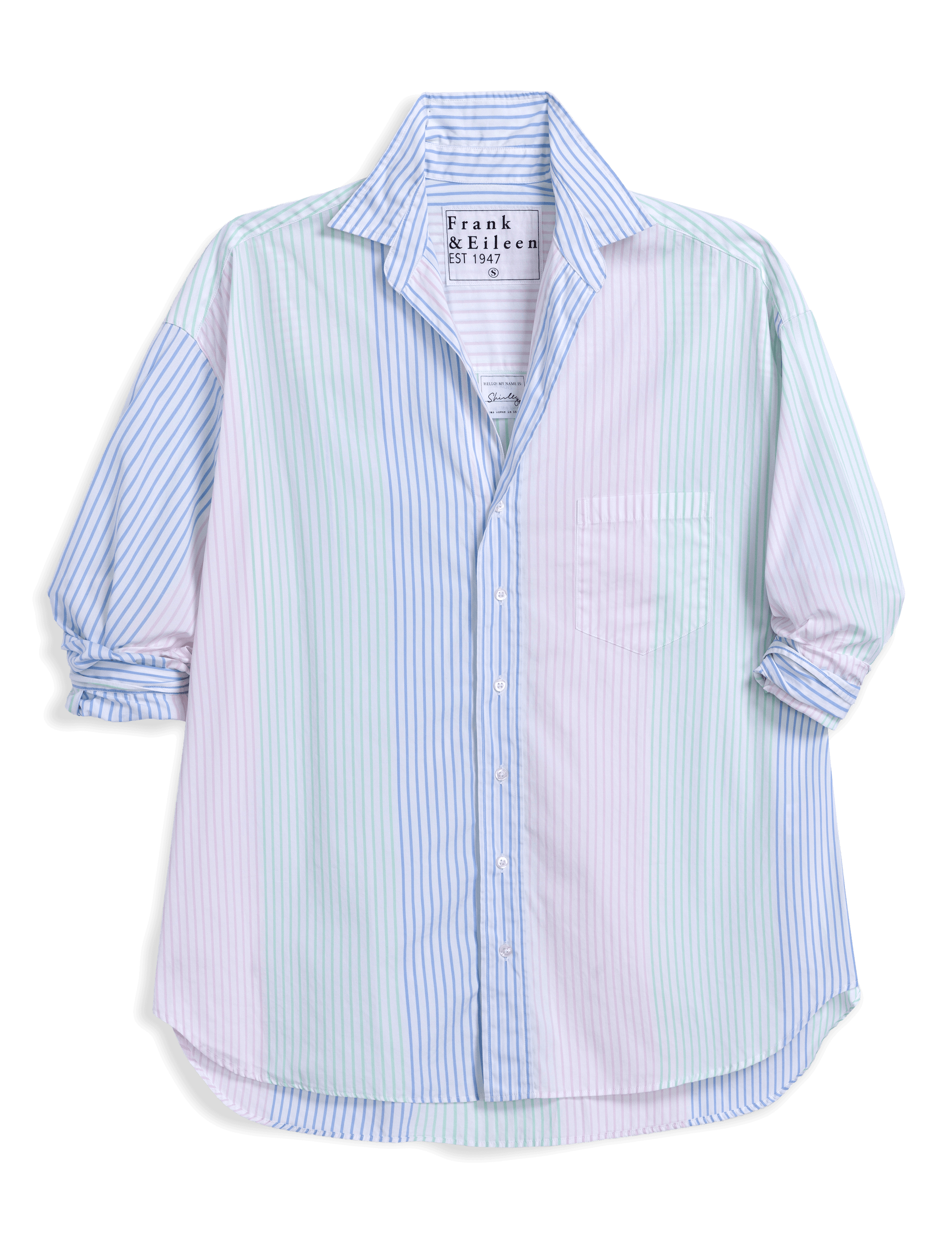 Shirley, Oversized Button-Up Shirt, Multi Stripe | Frank & Eileen