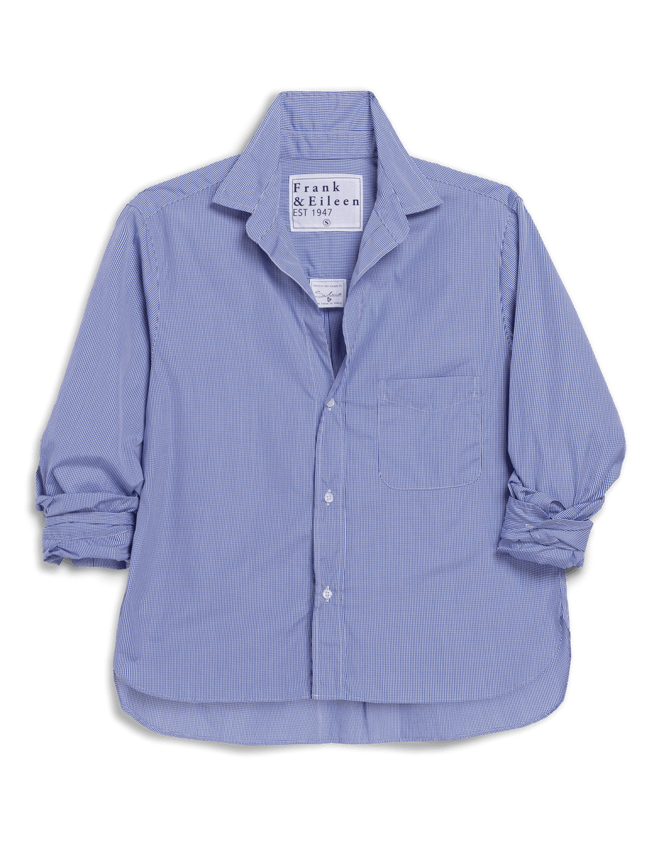 Silvio, Untuckable Button-Up Shirt, Blue Check | Frank & Eileen