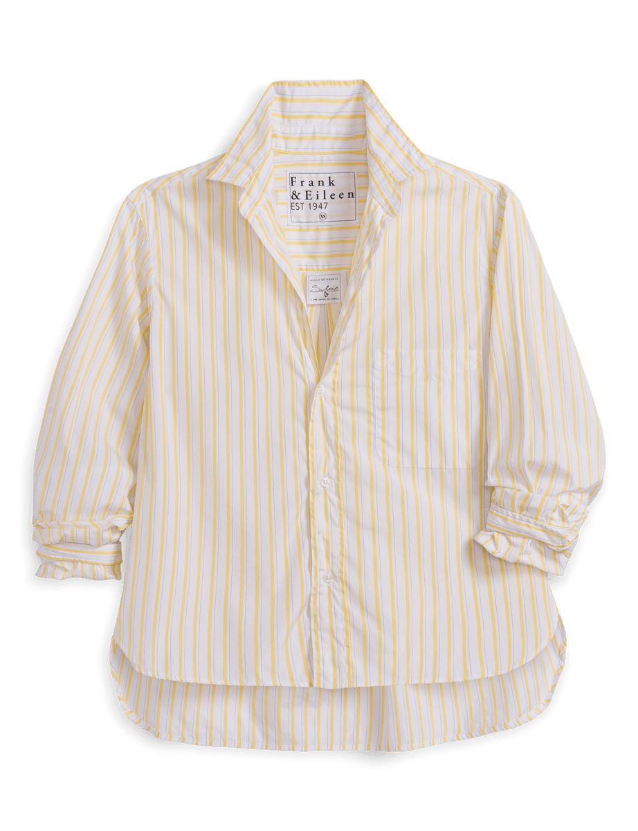 Silvio, Untuckable Button-Up Shirt, Yellow Stripe | Frank & Eileen