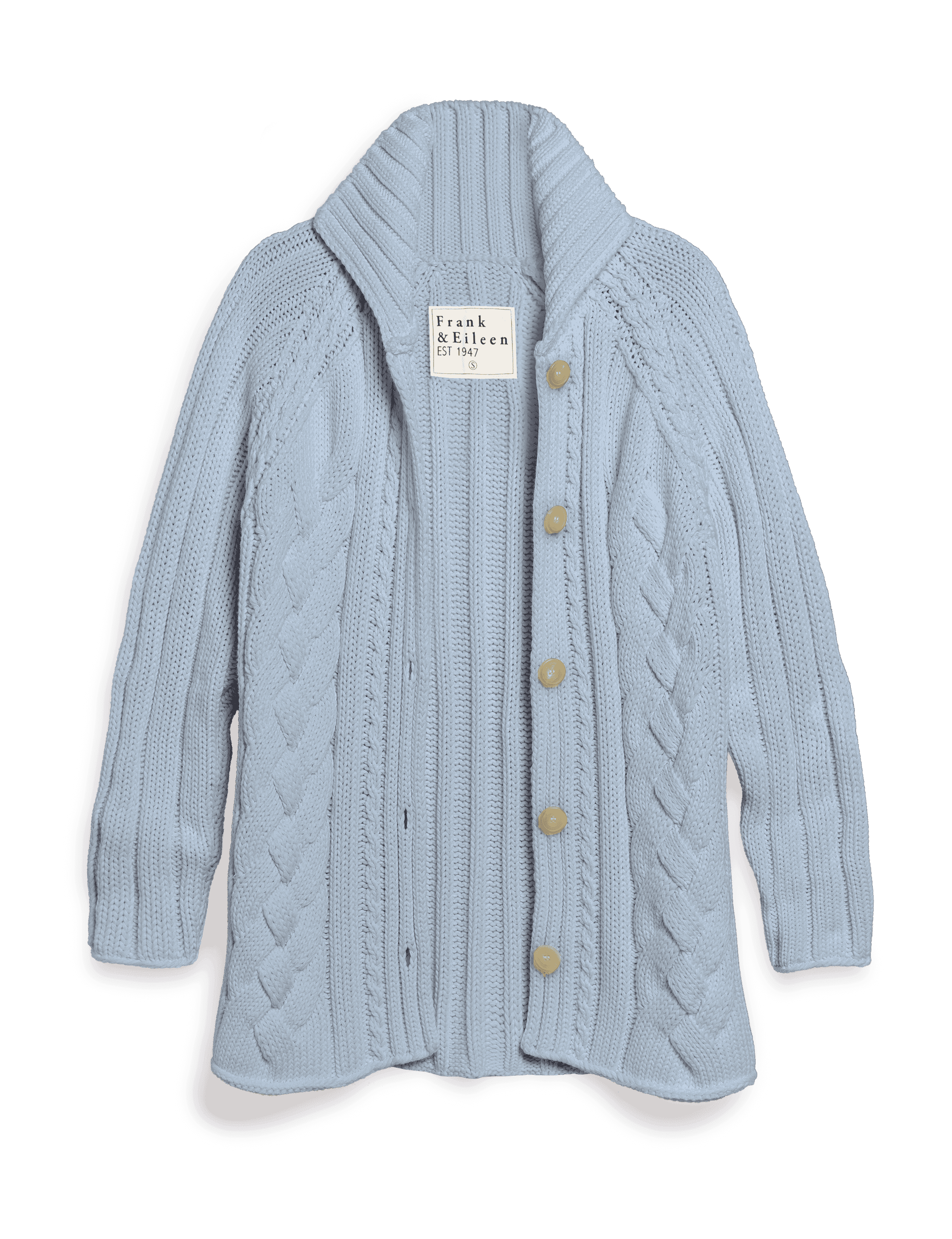 Cotswolds, Cable Knit Cardigan, Light Blue | Frank & Eileen Cotswolds, Cable Knit Cardigan, Light Blue | Frank & Eileen