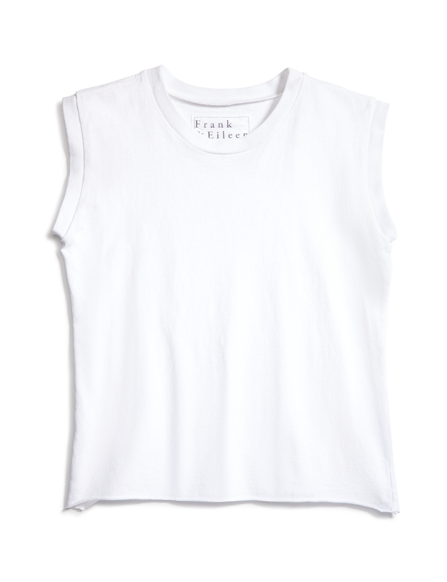 Flat shot of White Frank & Eileen Aiden Vintage Muscle Tee in Heritage Jersey