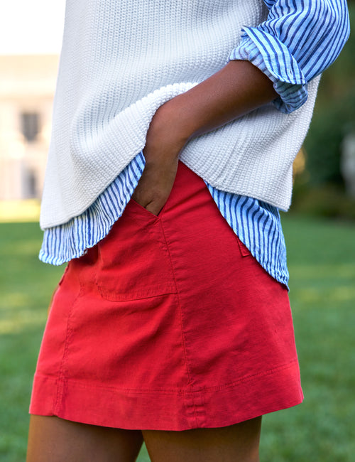JAMESON SKIRT Double Decker Red, Italian Performance Linen, front view