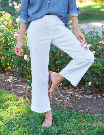 Wexford, Wide-Leg Linen Pant, White | Frank & Eileen