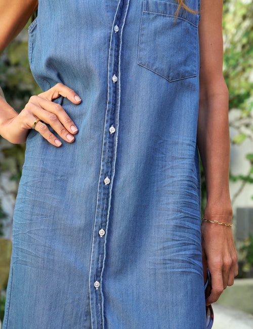 RORY SLEEVELESS Vintage Stonewashed Indigo, Famous Denim, alternate view
