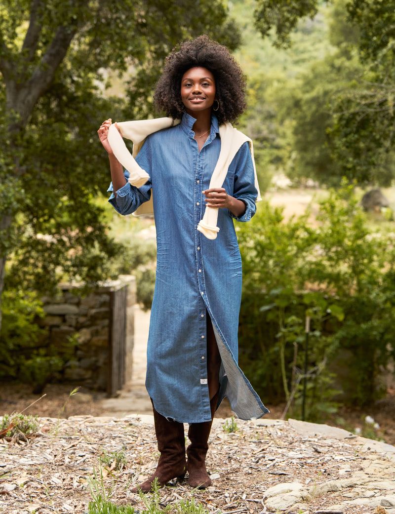 Rory Maxi Shirtdress - Vintage Dark Indigo