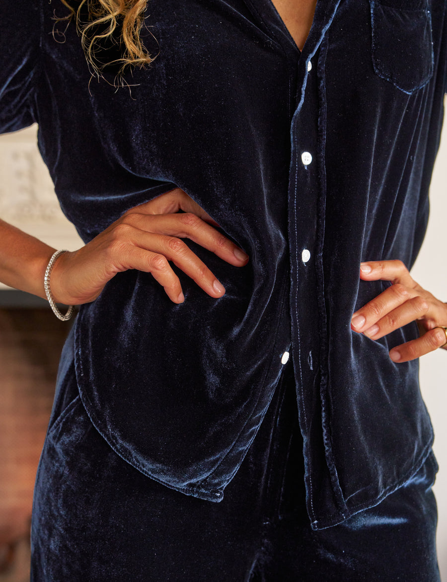 EILEEN VELVET Navy, Italian Washed Velvet