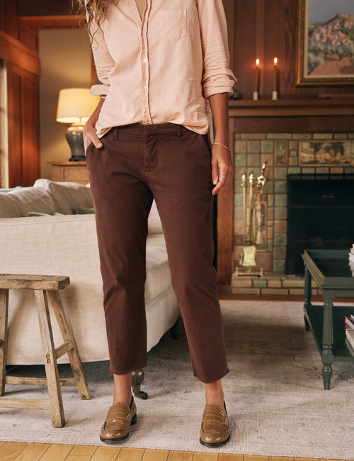 Front of person wearing Brown Frank & Eileen Wicklow Italian Chino in Italian Performance Twill, front view