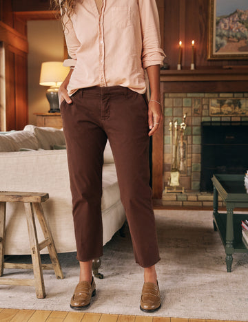 Front of person wearing Brown Frank & Eileen Wicklow Italian Chino in Italian Performance Twill