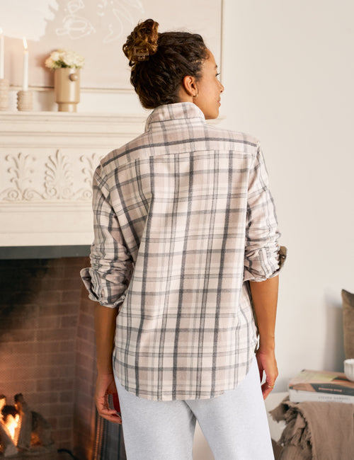 EILEEN Cream and Sand with Gray Plaid, Italian Flannel, alternate view