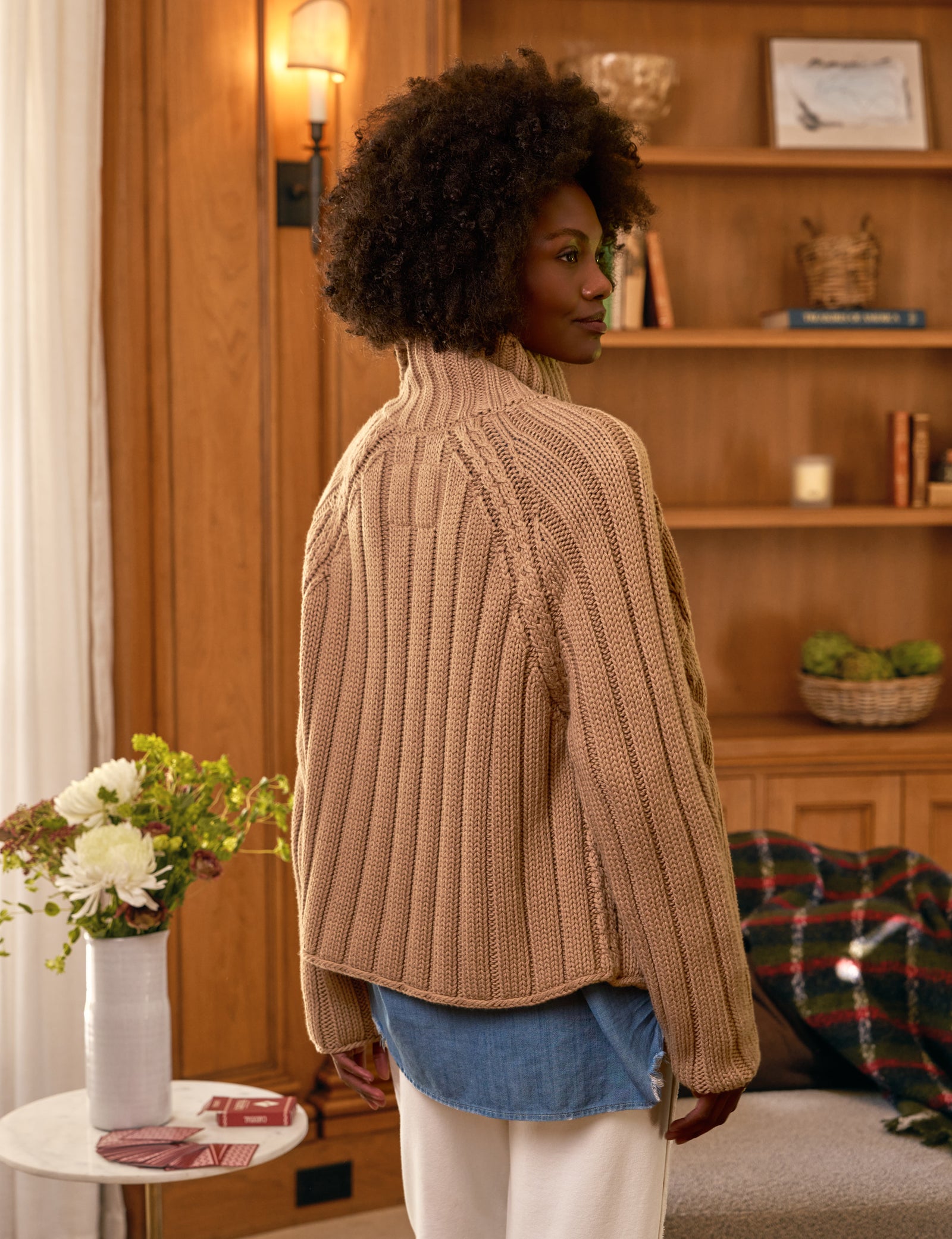 MONTECITO CARDIGAN Apricot, Pure Italian Cotton