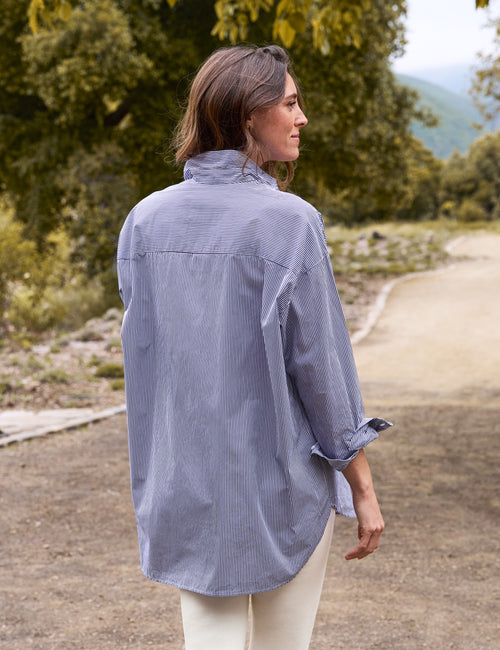 SHIRLEY Navy Stripe, Italian Superluxe, alternate view