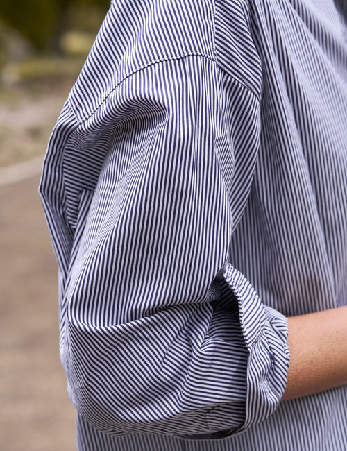 SHIRLEY Navy Stripe, Italian Superluxe, view 3