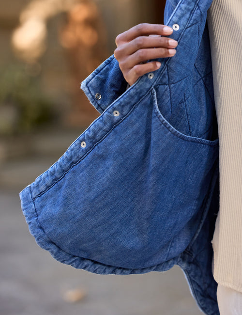 EILEEN JACKET Distressed Indigo Wash, Famous Denim, view 4