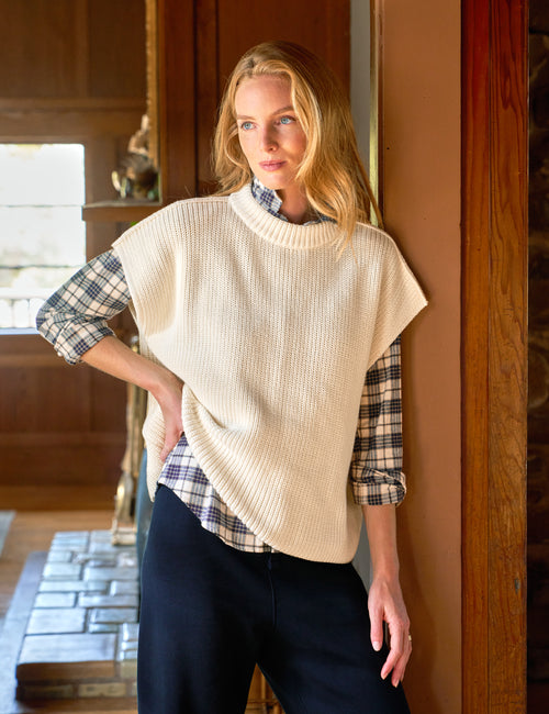 MONTECITO VEST Cream, Pure Italian Cotton, front view