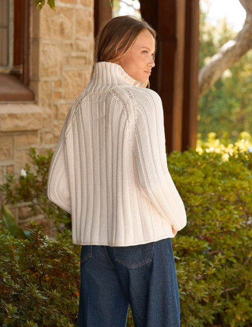 COTSWOLDS TURTLENECK Ivory, Pure Italian Cotton, alternate view