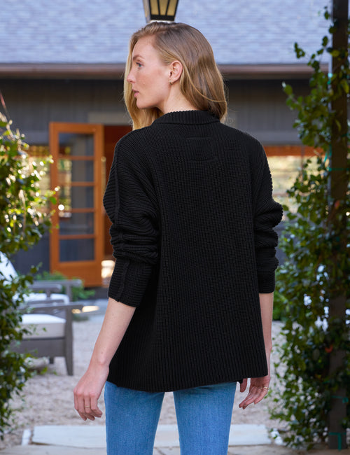 MONTECITO SWEATER Black, Pure Italian Cotton, alternate view