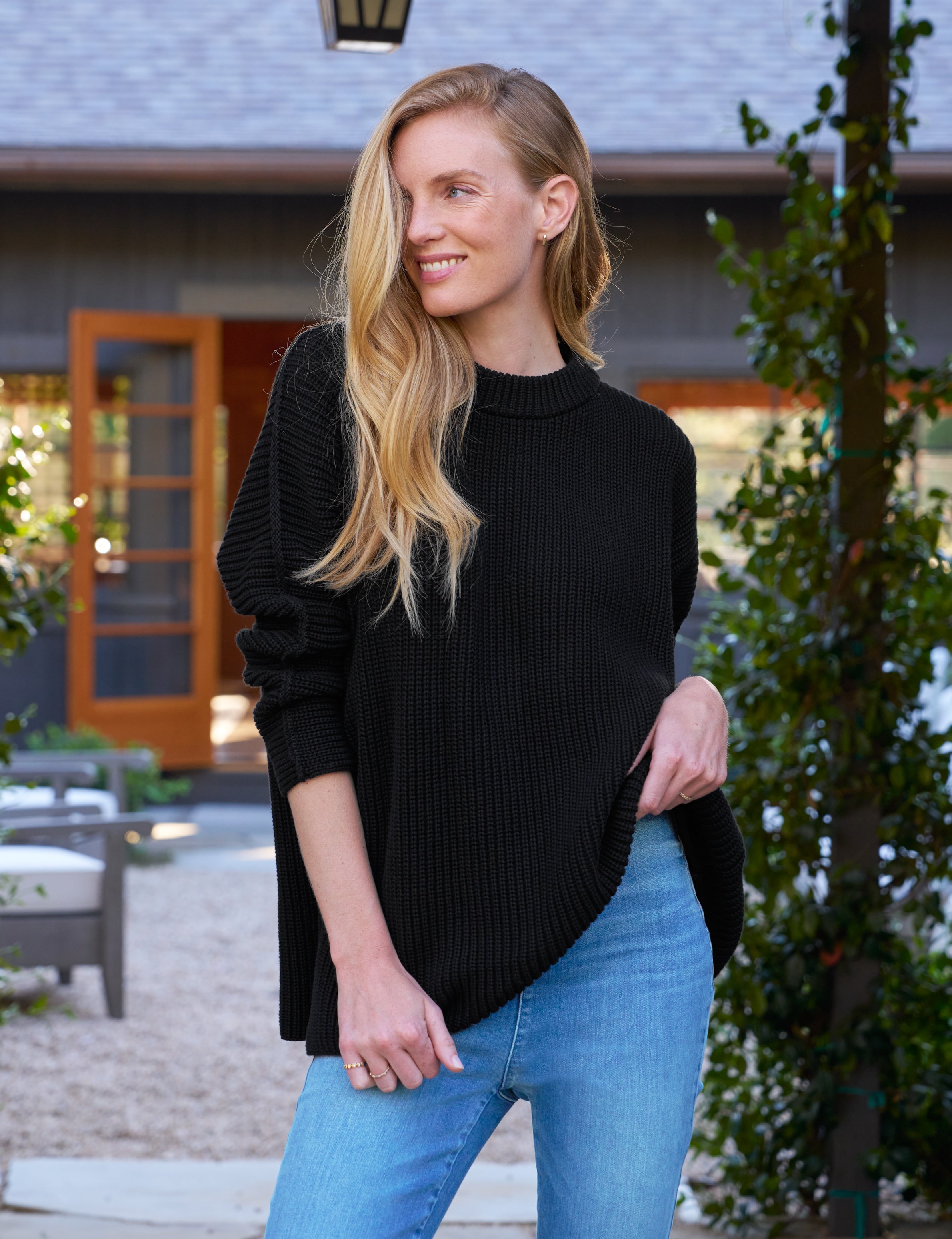 MONTECITO SWEATER Black, Pure Italian Cotton